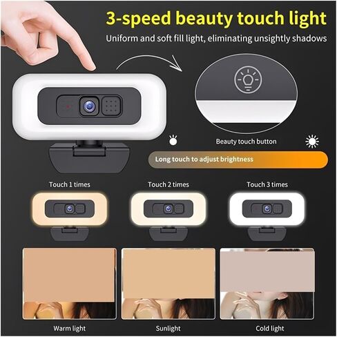 Portable Full HD Webcam with Microphone and Light in Kuwait