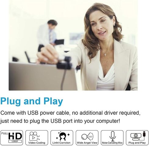 HD 1080P 60fps USB Streaming Webcam with Microphone in Kuwait