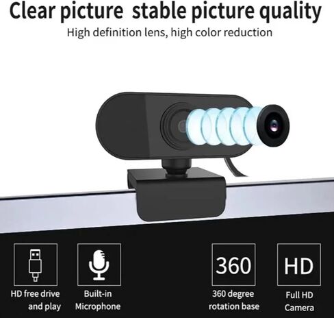 HD 1080P Mini Webcam with Microphone, USB Interface in Kuwait
