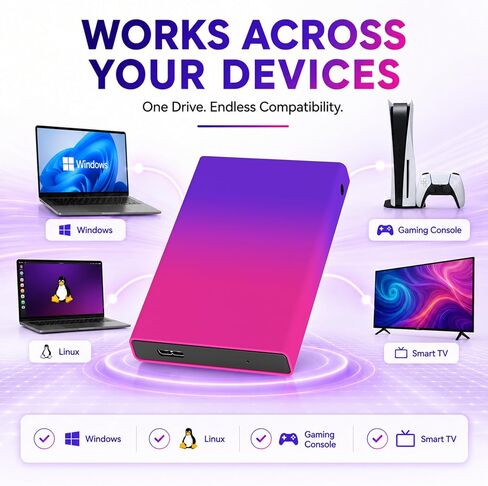 1TB Portable External Hard Drive, USB 3.0 Ultra Slim 2.5-Inch HDD in Kuwait