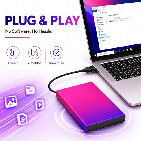 1TB Portable External Hard Drive, USB 3.0 Ultra Slim 2.5-Inch HDD in Kuwait