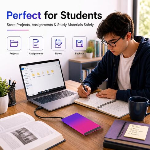 1TB Portable External Hard Drive, USB 3.0 Ultra Slim 2.5-Inch HDD in Kuwait