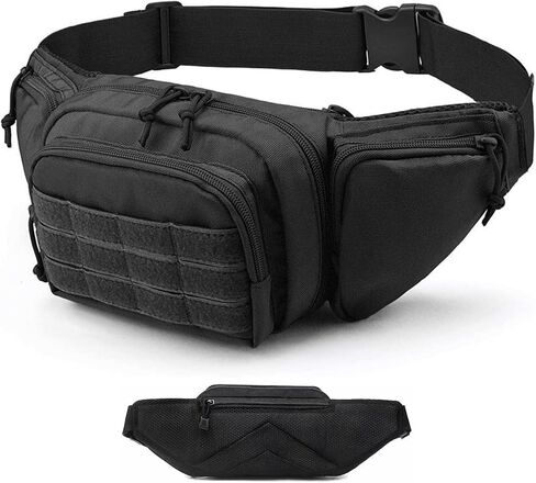 Tactical Fanny Pack for Men,800D Oxford Fabric Fanny Pack for Men,Fanny Packs Man for Hiking Climbing,Fishing,Cycling,Hunting,Adjustable Conceal Carry Tactical Fanny Packs(Black) in Saudi Arabia