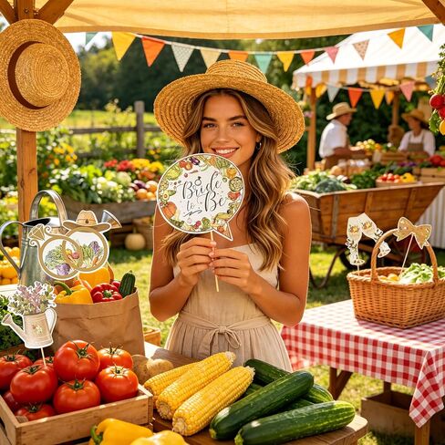 Fresh Off The Market Bridal Shower Decor Farmers Market Photo Booth Props in Saudi Arabia