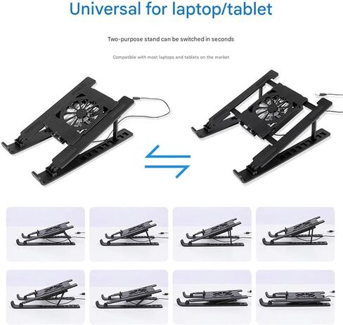 Multiple Angled Adjustable Laptop Cooling Stand Foldable Portable Design with Silents USB Fan Portable Multiple Speed Cooling Pad for Laptop in Saudi Arabia