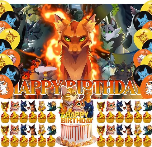 Warriors Cats Birthday Party Backdrop Photo Background Warriors Cats Birthday Party Decorations Banner Cartoon Cat Theme Photography Backdrop in Saudi Arabia