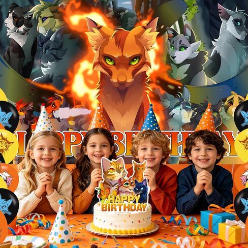 Warriors Cats Birthday Party Backdrop Photo Background Warriors Cats Birthday Party Decorations Banner Cartoon Cat Theme Photography Backdrop in Saudi Arabia