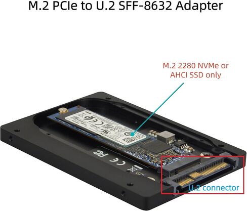GEEHOOD M.2 PCIe 4.0 3.0 NVMe SSD to U.2 (SFF-8639) 2.5 Inch Enclosure, Only for M.2 PCI-e Bus NVMe or AHCI Protocol SSD, Not Compatible with SATA SSD nor SAS Controllers in Saudi Arabia
