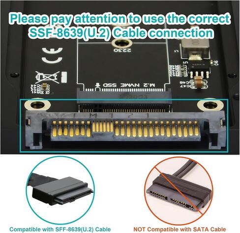 GEEHOOD M.2 PCIe 4.0 3.0 NVMe SSD to U.2 (SFF-8639) 2.5 Inch Enclosure, Only for M.2 PCI-e Bus NVMe or AHCI Protocol SSD, Not Compatible with SATA SSD nor SAS Controllers in Saudi Arabia