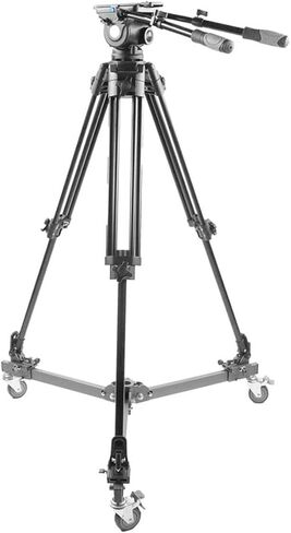 Prompter People TRI-HD500 3-Section Aluminum Heavy Duty Tripod System with 100mm Fluid Head, Ground Spreader and Dolly in Saudi Arabia
