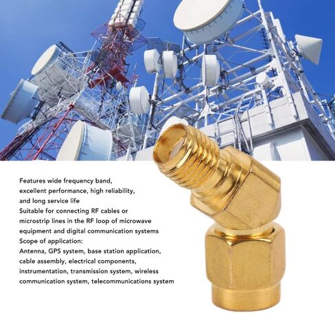 SMA Male to Female Connector 45 Degree Angle - Wide Frequency Band Adapter for Antenna and Communication Equipment, Gold Plated Copper in Saudi Arabia