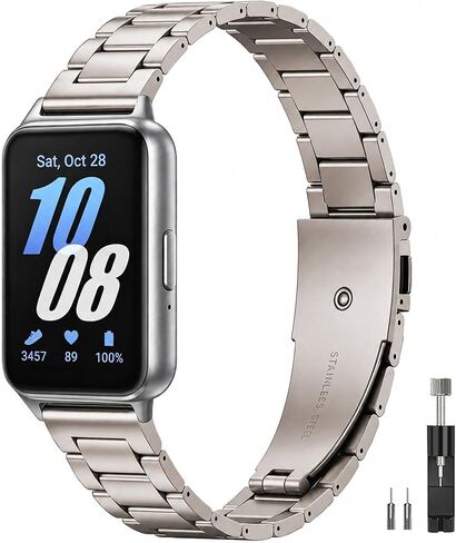 Metal Band Compatible with Samsung Galaxy Fit 3 Watch Band, Stainless Steel Sport Straps Wristband for Samsung Galaxy Fit 3 for Women Men in Saudi Arabia