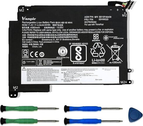 00HW020 SB10F46458 بطارية كمبيوتر محمول بديلة لينوفو ثينك باد يوجا 460 P40 سلسلة 00HW021 SB10F46459 11.4V 53Wh 4540mAh in Kuwait