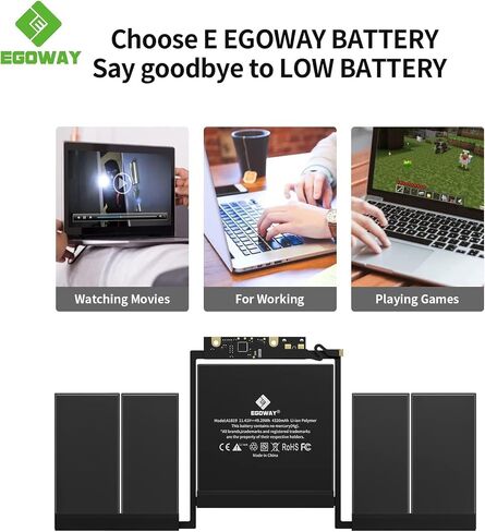 بطارية A1706، بطارية كمبيوتر محمول بديلة Egoway A1819 لجهاز MacBook Pro 13 بوصة Touch Bar A1706 (أواخر عام 2016، منتصف عام 2017)، EMC 3071 3163 [11.41 فولت/4320 مللي أمبير] in Kuwait