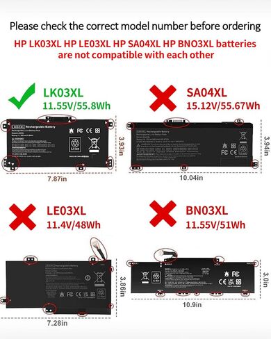 55.8Wh LK03XL Battery Replacement for hp Envy x360 Convertible 15m-bp1xx 15m-cn0xxx 15m-cp0xxx 15m-cn0011dx 15m-cn0012dx 15m-bp112dx 17m-ae0xx 17-bw 17m-ae111dx 916368-421 l09281-855 916814-855 11.55V in Kuwait