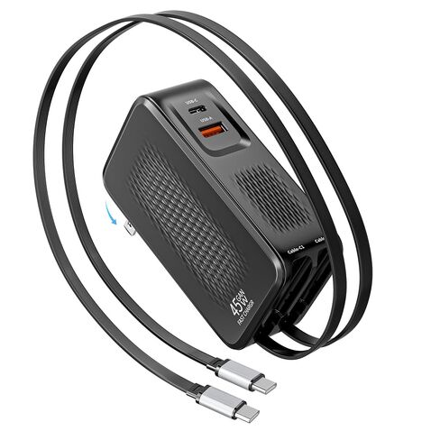 Retractable USB C Charger,45W iPhone Charger Fast Charging,4in1 Foldable Charger Plug Block Dual Type C Cable Cord for iPhone 17E/17 ProMax/17/16e/16/15,Samsung Galaxy S26Ultra/S26/S25/S24/S23,Android in Kuwait
