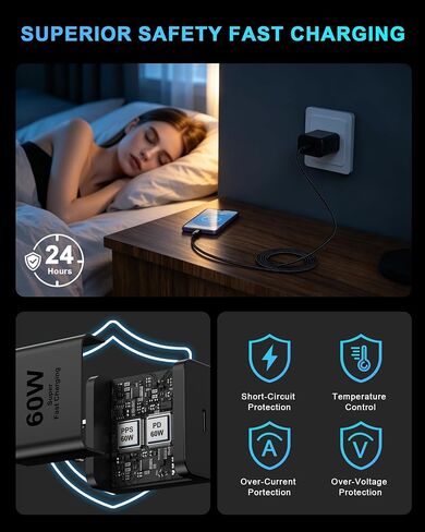 60W USB C Super Fast Charger for Galaxy S26 S25 S24 S23 S22 Ultra in Kuwait