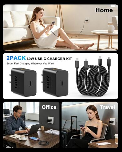60W USB C Super Fast Charger for Galaxy S26 S25 S24 S23 S22 Ultra in Kuwait