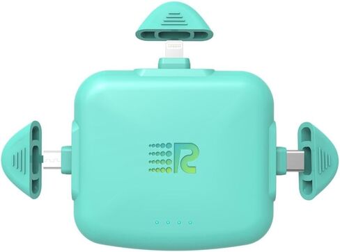باور بانك صغير الحجم من Rush Charge Universe، شاحن محمول Lightning USB-C باللون الأزرق المخضر in Kuwait