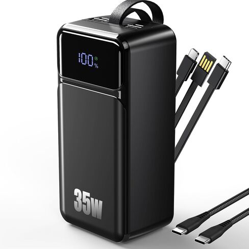70000mAh Portable Charger, 35W Fast Charging Power Bank Built-in 3 Cables with 7 Ports, High Capacity Large External Battery Pack for iPhone,Galaxy,Steam Deck, Camping Travel Essentials in Kuwait