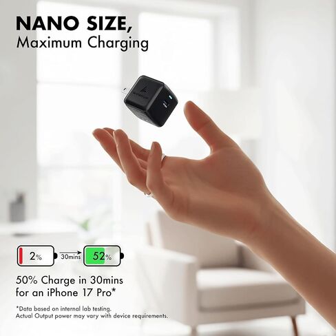 PD 20W GaN Charger, Wozoyo Type-C Fast Charger Compatible for iPhone 17/16/16 Pro Max/15 Series/iPad Pro, Smartphones & Tablets, QC 3.0,Compact Foldable Plug Design, Smart Power Delivery in Kuwait