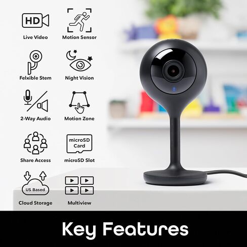 Geeni Look Indoor Smart Security Camera, 720p HD Surveillance with 2-Way Talk and Motion Sensor, Compatible with Alexa and Google Home, No Hub Required, Black (2 Pack) in Saudi Arabia