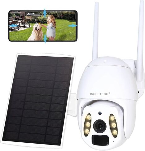 Solar Tuya Smart Camera, 4MP Solar Security Camera Wireless Outdoor with Floodlight, PTZ WiFi Camera for Home Surveillance, 98FT Night Vision, Motion Detection, Waterproof IP66, 2 Way Audio in Kuwait