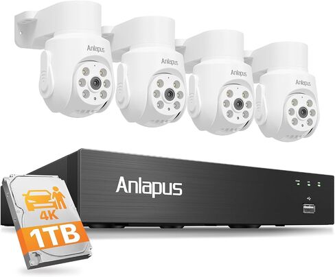 Anlapus 4K Security Camera System, 4pcs 8MP Pan/Tilt Audio Cameras, 1TB HDD in Saudi Arabia
