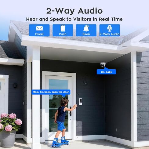 xmartO 16CH 12 Pcs Home Security Camera Kit, 6 * 2K HD Dome Camera and 6 * 2K 3MP Super HD WiFi Home Security Camera, 2-Way Audio, Night Vision, 24/7 Surveillance Camera, No Monthly Fee in Kuwait