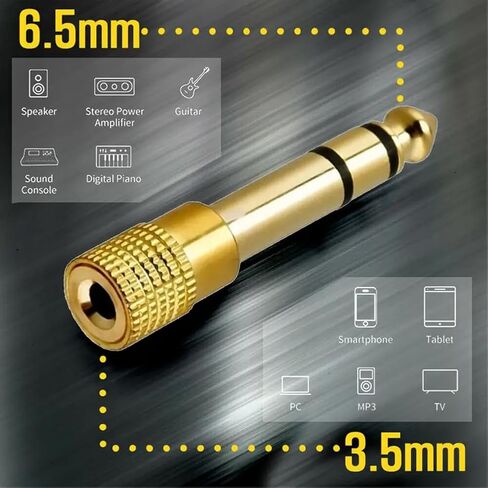 4pcs 6.5mm to 3.5mm Female Stereo Audio Jack Adapter,Headphone Adapter Audio Converter for Aux Cable,Guitar Amplifier,Bass,Earphone,Headset,Digital Piano,Keyboard,Mixer in Saudi Arabia