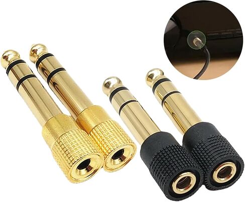 4pcs 6.5mm to 3.5mm Female Stereo Audio Jack Adapter,Headphone Adapter Audio Converter for Aux Cable,Guitar Amplifier,Bass,Earphone,Headset,Digital Piano,Keyboard,Mixer in Saudi Arabia