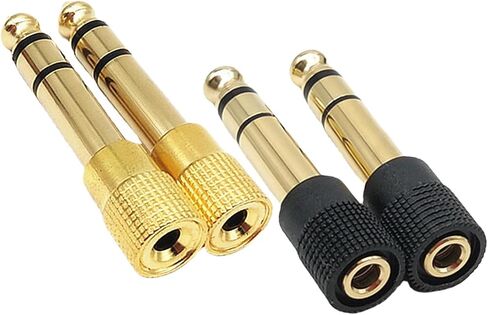 4pcs 6.5mm to 3.5mm Female Stereo Audio Jack Adapter,Headphone Adapter Audio Converter for Aux Cable,Guitar Amplifier,Bass,Earphone,Headset,Digital Piano,Keyboard,Mixer in Saudi Arabia