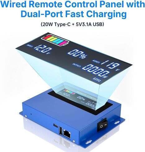 5000W Pure sine Wave Inverter DC 12V to AC 110V/120V Converter 10000w (Peak) with LCD Display Wireless/Wired Remote Control 4AC outlets 4USB and Hardwired AC.Ideal for RV Travel Off-Grid Solar Systems in Kuwait