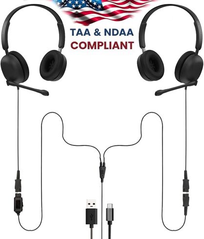 Project Telecom Training, Supervising & Coaching Binaural Headset Bundle TAA & NDAA Compliant USB-A & USB-C with Inline Controls Noise Cancelling Wide Compatibility (Binaural) in Saudi Arabia