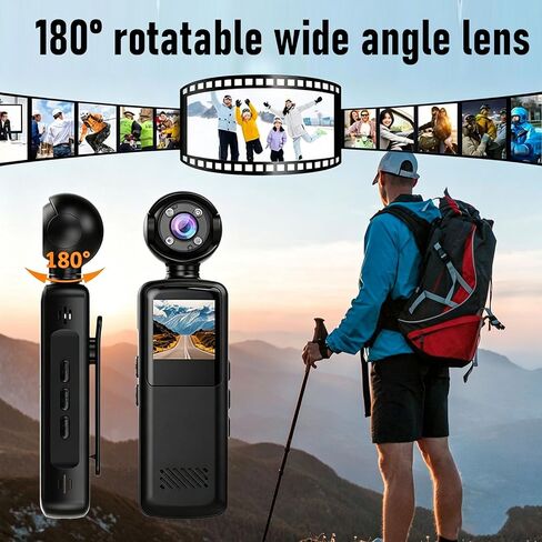 1080P Pocket Camera,Handheld Vlogging Camera with 180 Rotating Len and LED Ligh for Daily Recording in Kuwait