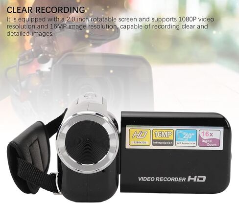 lyrlody Camcorder Video Digital Camera 1080P 16MP 16X Digital Zoom 2.0 Inch Rotatable Screen Anti Shake USB Port 1 4 Inch Threaded Hole for Travel Wedding Records in Saudi Arabia