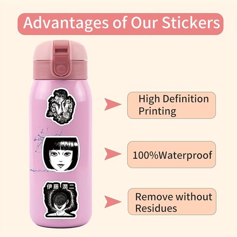 120Pcs Tomie Stickers Cool Junji Ito Manga Stickers, Vinyl Waterproof Terrifying Halloween Sticker for Laptop, Guitar, Water Bottle, Birthday Gifts for Girls, Kids, Teens (Tomie) in Saudi Arabia