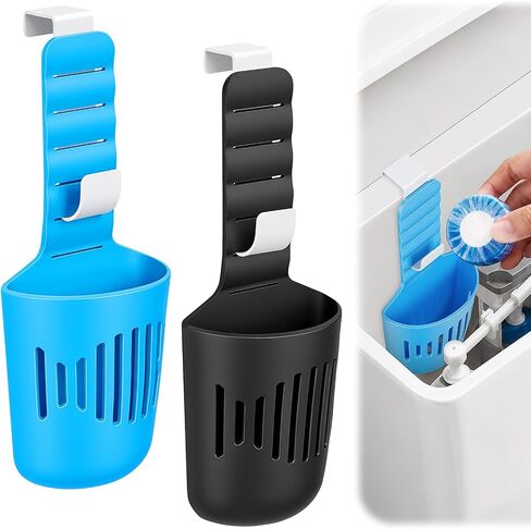 SelfTek 2PCS Adjustable Toilet Tank Tablet Holder, Hanging Toilets Bowl Cleaner Carrier with Hook, Fit Up to 7-Inch Water Level, Durable Elastic Silicone for Standard Toilet Tank in Saudi Arabia