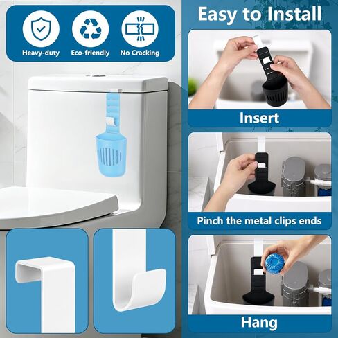 SelfTek 2PCS Adjustable Toilet Tank Tablet Holder, Hanging Toilets Bowl Cleaner Carrier with Hook, Fit Up to 7-Inch Water Level, Durable Elastic Silicone for Standard Toilet Tank in Saudi Arabia