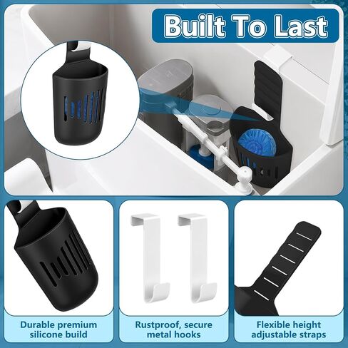 SelfTek 2PCS Adjustable Toilet Tank Tablet Holder, Hanging Toilets Bowl Cleaner Carrier with Hook, Fit Up to 7-Inch Water Level, Durable Elastic Silicone for Standard Toilet Tank in Saudi Arabia