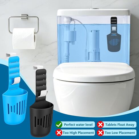 SelfTek 2PCS Adjustable Toilet Tank Tablet Holder, Hanging Toilets Bowl Cleaner Carrier with Hook, Fit Up to 7-Inch Water Level, Durable Elastic Silicone for Standard Toilet Tank in Saudi Arabia