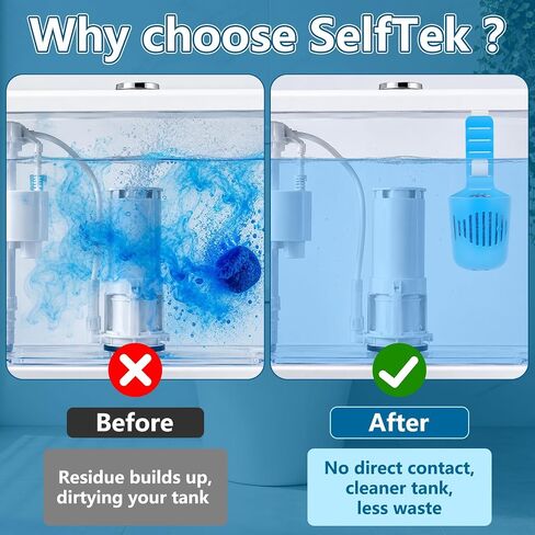 SelfTek 2PCS Adjustable Toilet Tank Tablet Holder, Hanging Toilets Bowl Cleaner Carrier with Hook, Fit Up to 7-Inch Water Level, Durable Elastic Silicone for Standard Toilet Tank in Saudi Arabia
