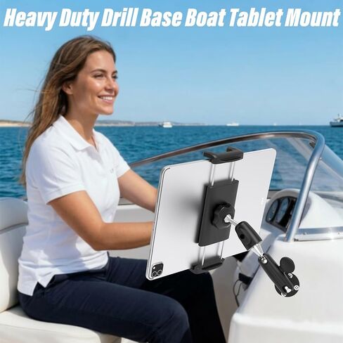 Drill-Base Tablet Mount for Boat Helm, Metal Arm Rust-Proof Coating in Saudi Arabia