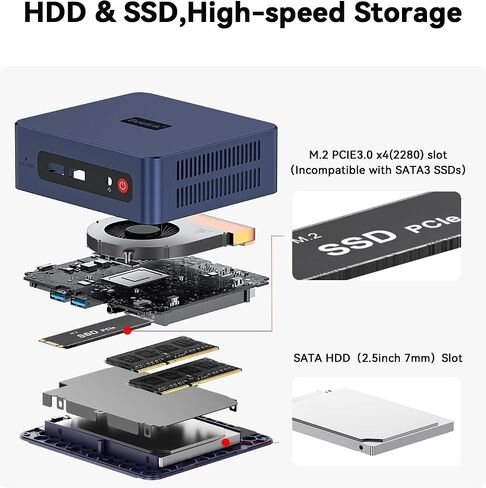 Beelink SER3 Mini PC W11 Pro, AMD Ryzen 3 3200U, 16G DDR4 500G NVMe M.2 SSD in Kuwait
