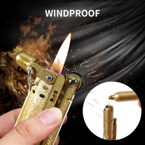 Handmade Trench Lighter WWI WWII Windproof Vintage Kerosene Pipe Lighter and Copper Brass Fuel Bottle, Gift for Men Dad Father Husband Grandparents in Kuwait