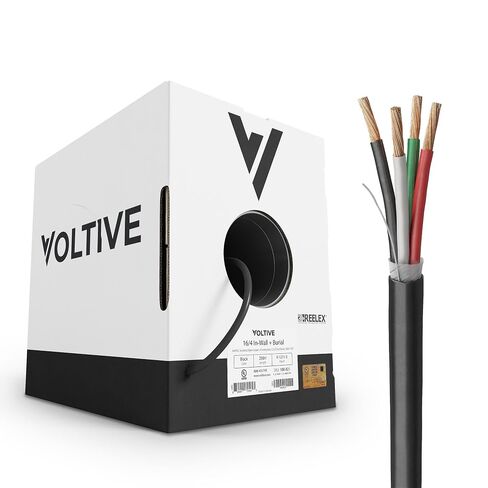 Voltive 12/2 Speaker Wire, in-Wall CL3 & Direct Burial, Black, 250ft - 12AWG, 2 Conductors, Stranded Oxygen-Free Copper, UL Listed - V-1206-3 in Kuwait