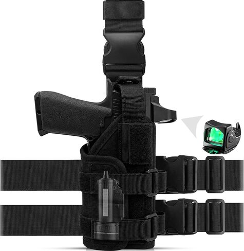 AIKATE Drop Leg Gun Holster with Optic/Light/Laser, Adjustable Universal Thigh Pistol Holster for Men and Women, Fits for Glock 1911, 9mm, .40, .45, .380, S&W M&P, Most Mid-Size Pistols in Saudi Arabia