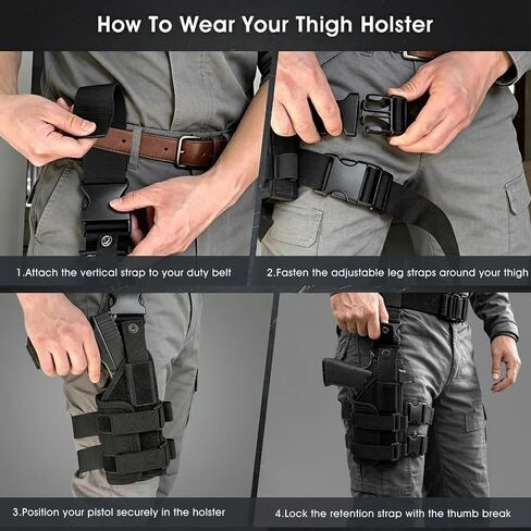 AIKATE Drop Leg Gun Holster with Optic/Light/Laser, Adjustable Universal Thigh Pistol Holster for Men and Women, Fits for Glock 1911, 9mm, .40, .45, .380, S&W M&P, Most Mid-Size Pistols in Saudi Arabia