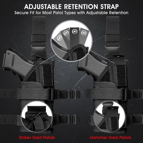 AIKATE Drop Leg Gun Holster with Optic/Light/Laser, Adjustable Universal Thigh Pistol Holster for Men and Women, Fits for Glock 1911, 9mm, .40, .45, .380, S&W M&P, Most Mid-Size Pistols in Saudi Arabia