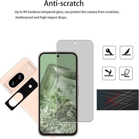 Privacy Screen Protector Designed For Google Pixel 8a Anti Spy Private Tempered Glass Film 2-Pack Camera Lens Protector Film 2-Pack in Saudi Arabia